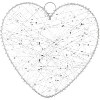 Bílé srdce s perličkami