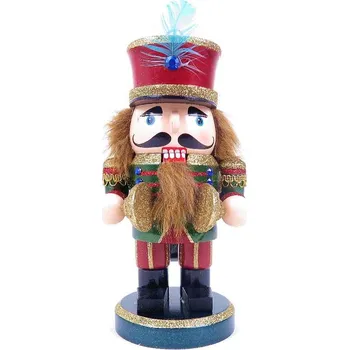 Vánoční dekorace louskáček voják činely (vánoční dekorace - dřevěný krušnohorský louskáček na ořechy)