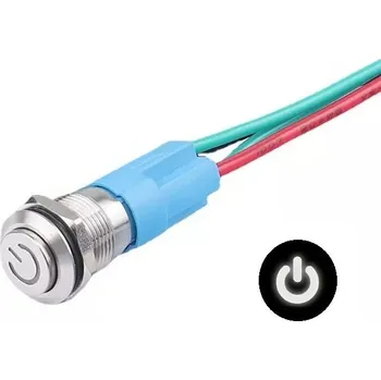 Vývojová deska LED vodotěsný spínač s vystouplým hmatníkem 12 mm - Bílý, 12 - 24V
