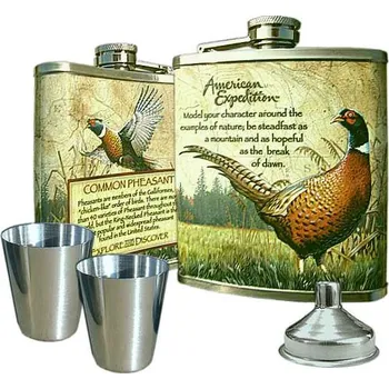 Placatka Placatka Bažant s 2 pohárky (dárková sada s motivem bažanta)