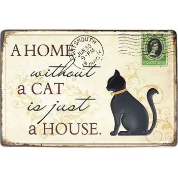 Plechová cedule plechová cedule retro Obálka s kočkou (dekorační tabule 30x20 cm s dobovým citátem)