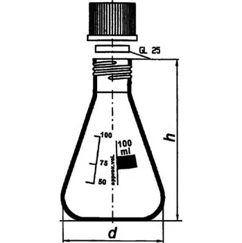 Baňka kuželová dle Erlenmeyera se šroubovým uzávěrem, SIMAX, Objem [ml]: 250