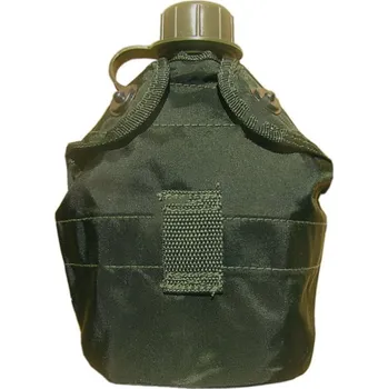 Láhev Polní láhev US s ALU miskou tmavě zelená (plastová polní láhev US typu v nylonovém obalu)