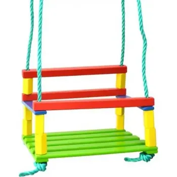 Dětská houpačka Houpačka dětská dřevo barevná 35x27 cm lano 170 cm