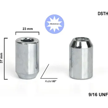 Matice na kolo Kolová matice 9/16 UNF kužel s vnitřním mnohohranem, DSTH, výška 37, Ø 23 mm
