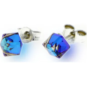 Náušnice Náušnice se Swarovski Elements Small Cube Studs K48414BB Bermuda Blue