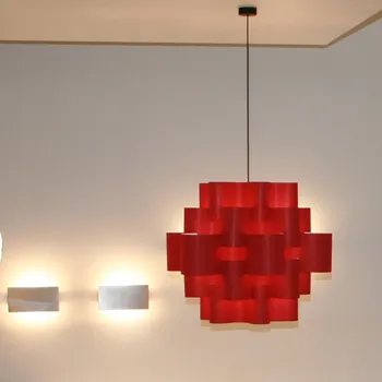 Quadrifoglio Group Sun, designové svítidlo z červeného textilu, 1x16W LED E27, průměr 50cm