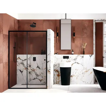 BESCO Sprchové dveře DUO SLIDE BLACK Barva rámu - Černá, Rozměr A - 130, Rozměr C - 195, Směr zavírání - Univerzální Levé / Pravé, Výplň - Čiré bezpečnostní sklo - 6 mm BCDUOSL13BC