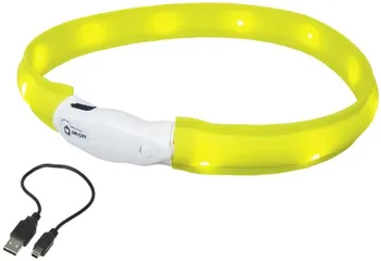 Obojek pro psa Nobby LED plochý svítící obojek žlutý