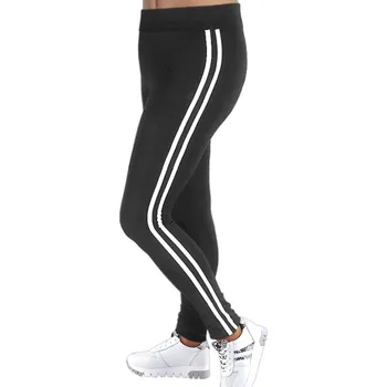 Dámské legíny Legíny s bílými pruhy černé (tenké legíny na léto)