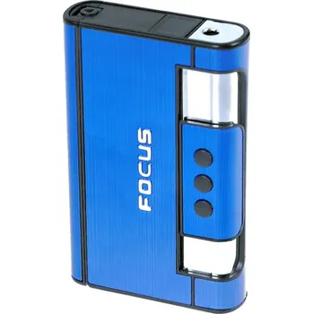 Tabatěrka se zapalovačem Focus modrá (Tryskový zapalovač do větru FOCUS)