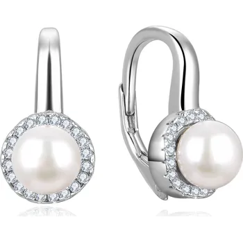 Náušnice NUBIS® Stříbrné perlové náušnice se zirkony - NB-3448