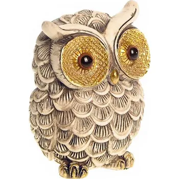 Soška sova 9cm zlatá (Levné dekorace do bytu, Sošky zvířat prodej)