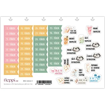 samolepka Fleppi Těhotenský samolepkový kit Varianta kitu: Aršík č. 1
