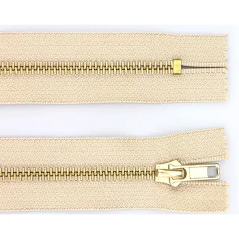 Zip Pro Háčkování Kovový zip nedělitelný 8 cm, Ø 6 mm světle béžový