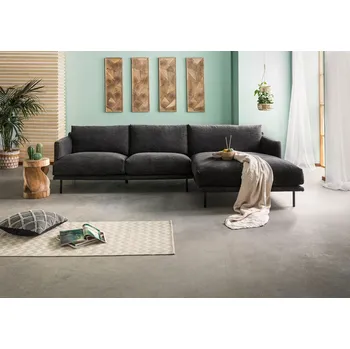 Pohovka Rohová sedací souprava LOGAN 285x161x81 silikon, pružina, černá směs