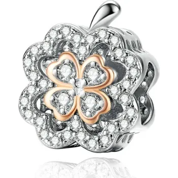 Přívěsek For Silver Korálek zlatý Čtyřlístek - Stříbro 925