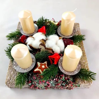 Svícen Kyticky.cz Adventní svícen s bavlníkem