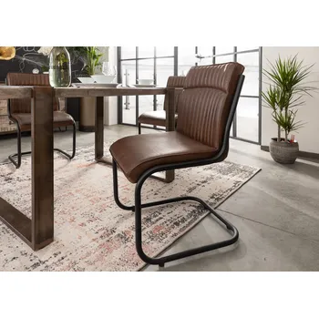 DARKNESS kožená židle - hnědá