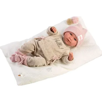 Llorens New Born realistická panenka miminko se zvuky a měkkým látkovým tělem 42 cm, 74020