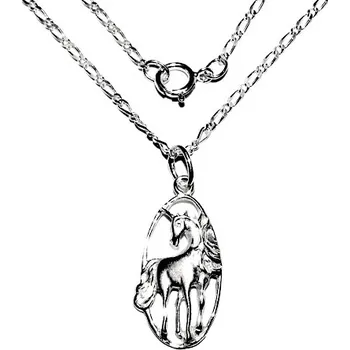 Přívěsek Stříbrný přívěsek jednorožec na řetízku - P76/figaro 1:1 (Sada přívěsek jednorožec na řetízku)