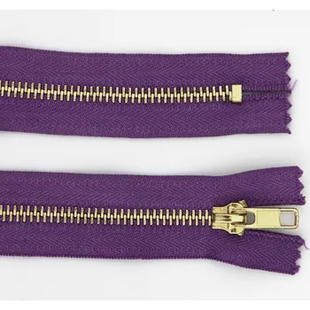 Zip Pro Háčkování Kovový zip nedělitelný 16 cm, Ø 6 mm fialový