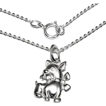 Přívěsek Stříbrný přívěsek pejsek na řetízku - P886/brill (Sada přívěsek pejsek s mašlí na řetízku)