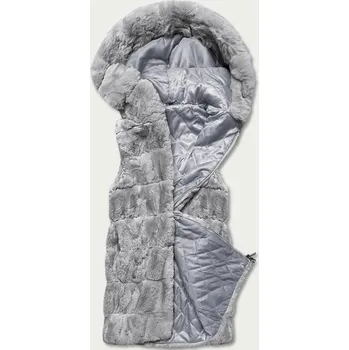 Dámská vesta Šedá kožešinová vesta s kapucí (B8059-9) odstíny šedé M (38)