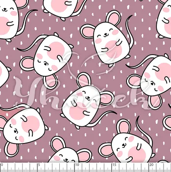 Zakázkový tisk, softshell, kočárkovina... Myšky na starofialové Látky k tisku: Fleece