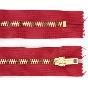 Zip Pro Háčkování Kovový zip nedělitelný 16 cm, Ø 6 mm červený