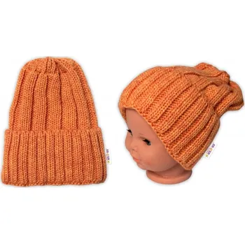 Kojenecké oblečení BABY NELLYS Zimní nadčasová čepice Mom and Baby, pomerančová Velikost koj oblečení: univerzální