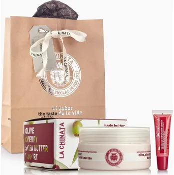 Kosmetická sada LA CHINATA Dárkové Balení Tělové Máslo A Lesk Na Rty Třešeň