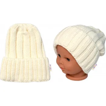 Kojenecká čepice BABY NELLYS Zimní nadčasová čepice Mom and Baby, smetanová Velikost koj oblečení: univerzální