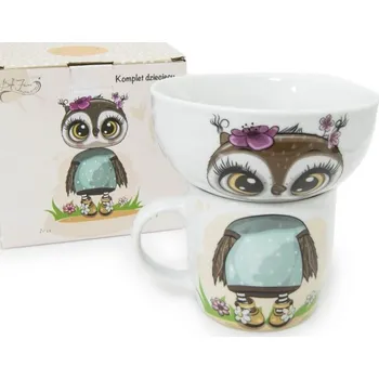 dětská jídelní sada Dětská jídelní sada 2 díly, hrnek a miska SOVA