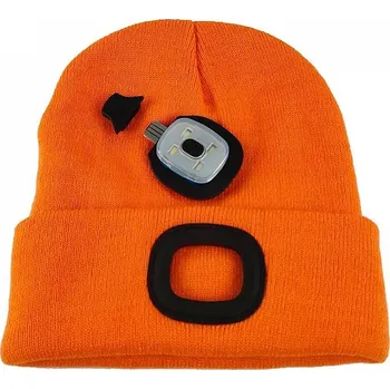 Čelovka Těsmat Čepice LED oranžová L, 4x SMD LED, USB nabíjení