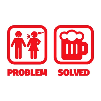 Polep vozidla SAMOLEPKA Problem? Solved 008 na pivo (10 - červená) NA AUTO, NÁLEPKA, FÓLIE, POLEP, TUNING, VLASTNÍ TEXT, TISK, AUTOSAMOLEPKY.cz, POLEPY, OBRÁZEK, LOGO, SAMOLEPKY