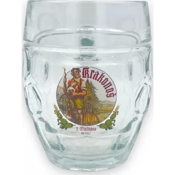 Pivo Krakonoš Skleněný džbán soudek buclák 0,5l