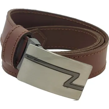 Opasek opaskujse Kožený opasek basic, kůže středně hnědá, prošití hnědé, plná spona, leštěná hranatá, kovová Délka opasku: 120 cm