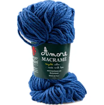 Příze Borgo de' Pazzi Amore Cotton Macrame 66 Královská modrá (Borgo de' Pazzi Recyklovaná bavlna Macrame 66)