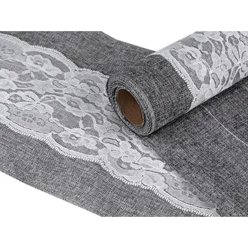 Pro Háčkování Běhoun jutový s krajkou 4,5 x 0,24 m šedý