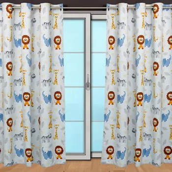 Zatemňovací / termoizolační závěs, dětský blackout 10027/02 ZOO na bílé, šířka 150cm (látka v metráži)