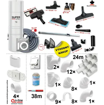 Vysavač Obsahuje: Centrální vysavač, přísl. Elite, instalační díly