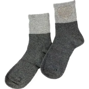 Tmavě šedé dívčí ponožky se srdíčkem, Velikost 32-35