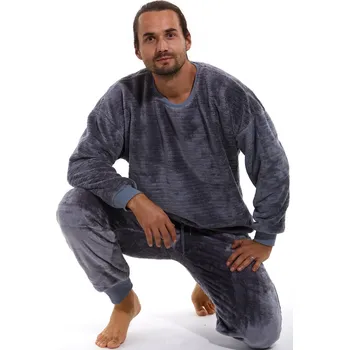 Extra teplé pánské pyžamo z huňatého chlupu 1Z1359 v2 šedé XXXL Pánské pyžamo Extra teplé pánské pyžamo z huňatého chlupu 1Z1359 v2 šedé XXXL