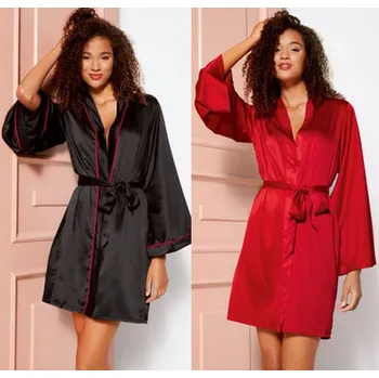 Dámské erotické prádlo Saténový hebký župánek L-2XL Barva: červená