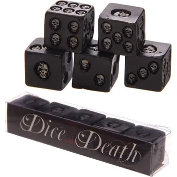 Žertovný předmět Hrací kostky s lebkami 5ks - černé