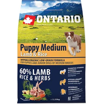 Krmivo pro psa ONTARIO Krmivo Puppy Medium Lamb &, Rice 2,25 kg