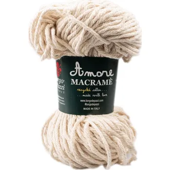 Příze Borgo de' Pazzi Amore Cotton Macrame 61 Ecru (Borgo de' Pazzi Recyklovaná bavlna Macrame 61)