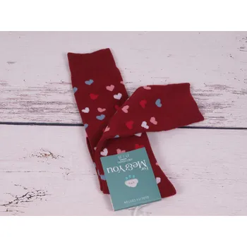 CNB BERLIN Podkolenky DE 58237 vínové se srdíčky velikosti ponožek: 23-25 (EUR vel. 35-38)