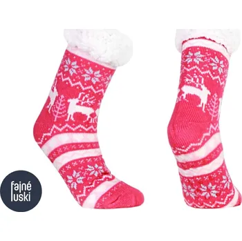 Dámské ponožky Domácí teplé ponožky s kožíškem protiskluzové 35-38 růžová